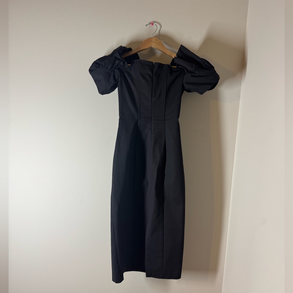 & Other Stories Black Ruffle Off the Shoulder Women’s Midi Dress Sz. 4 - Picture 6 of 8
